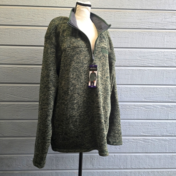 Eddie Bauer Mens Sweater Fleece Palm Heather 1/4 Zip - Picture 1 of 10